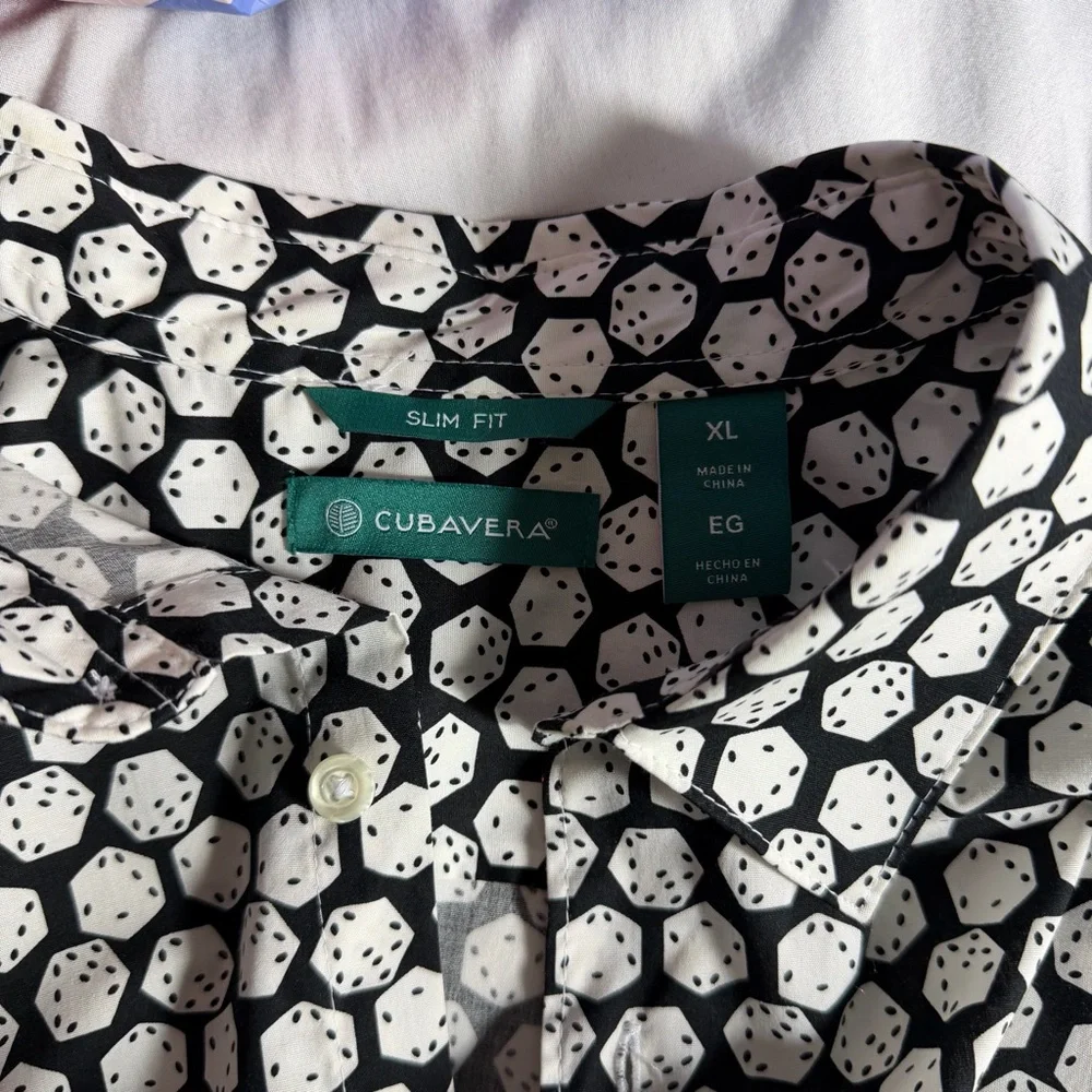 Cubavera Men's Slim Fit Dice Print Button Down Short Sleeve Shirt XL Gambler